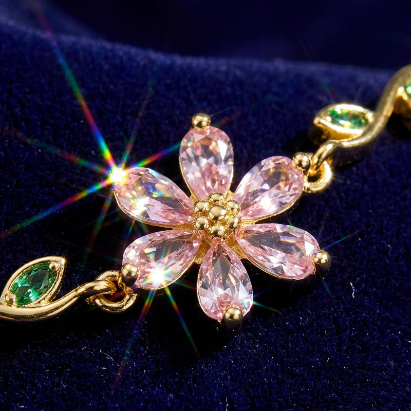 Women's Cherry Blossom Rhinestone Bracelet