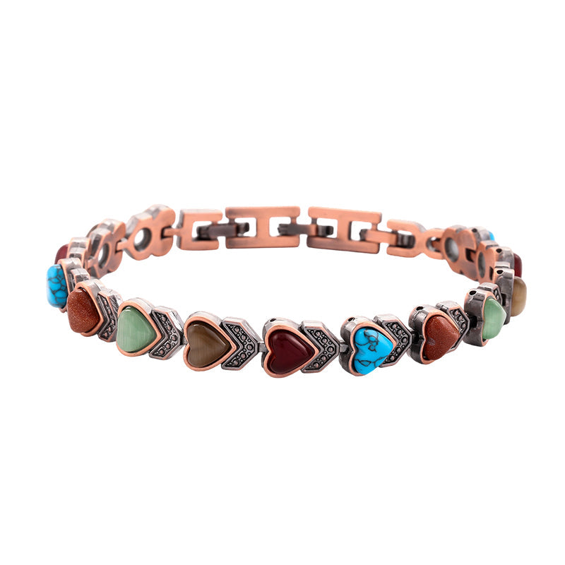 Antique Copper Finish Magnetic Stone Bracelet