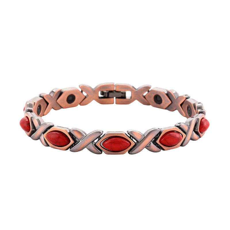 Antique Copper Finish Magnetic Stone Bracelet