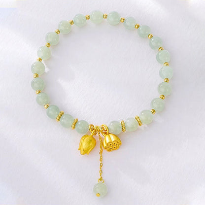 Synthetic Jade Bracelet with Lotus Pendants