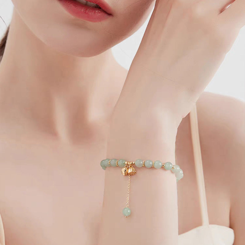 Synthetic Jade Bracelet with Lotus Pendants