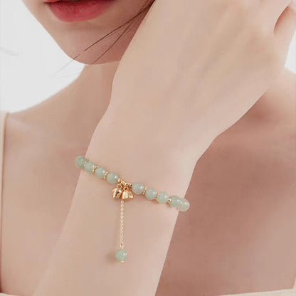 Synthetic Jade Bracelet with Lotus Pendants