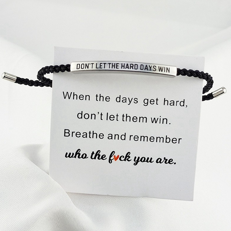 Inspirational Engraved Cord Bracelet for Women