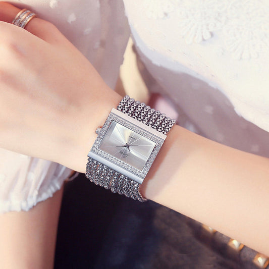 Ladies Rhinestone Quartz Square Watch