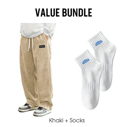 Men's Loose-Fit Drawstring Pants with Pockets