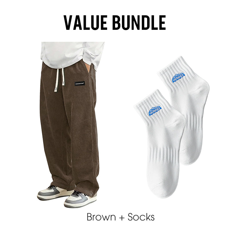 Men's Loose-Fit Drawstring Pants with Pockets