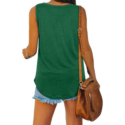Summer V-Neck Solid Color Vest