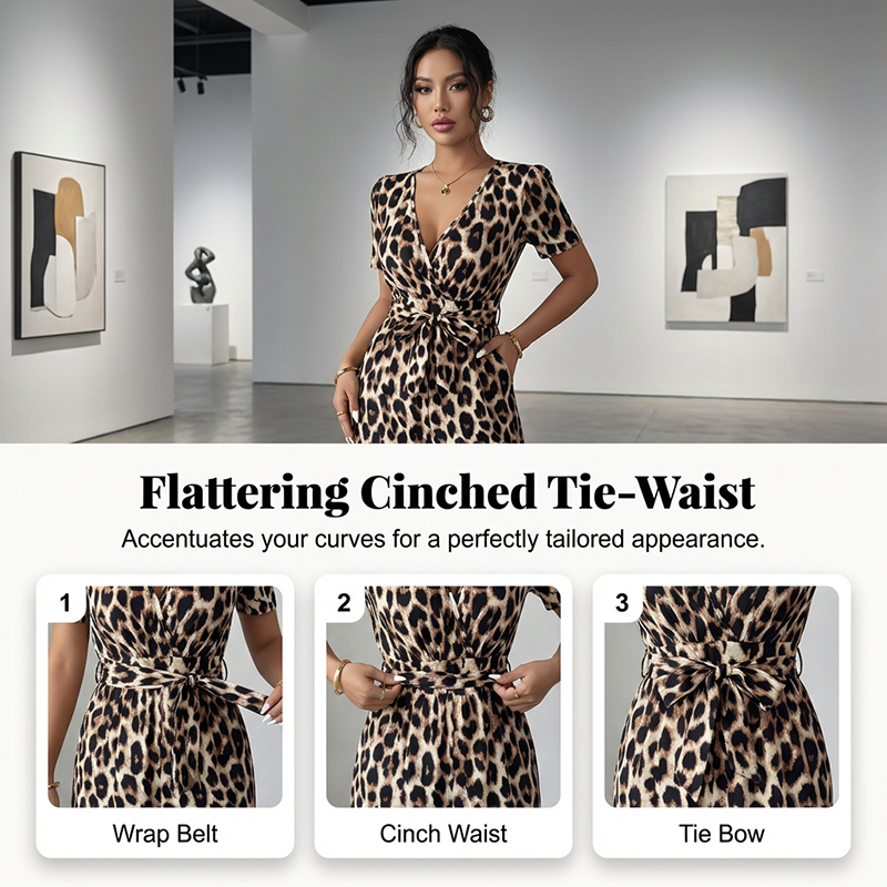 🔥Hot Sale Offers-Leopard Print V-Neck Wide-Leg Jumpsuit