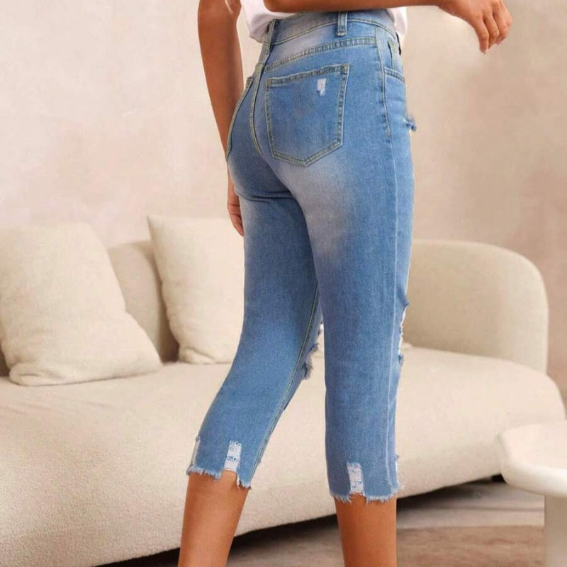 ⏳Time-Limited Special⏰Women's Ripped Washed Raw Hem Jeans