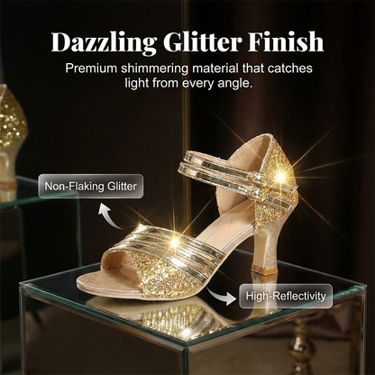 Women's Glitter Chunky Heel Sandals
