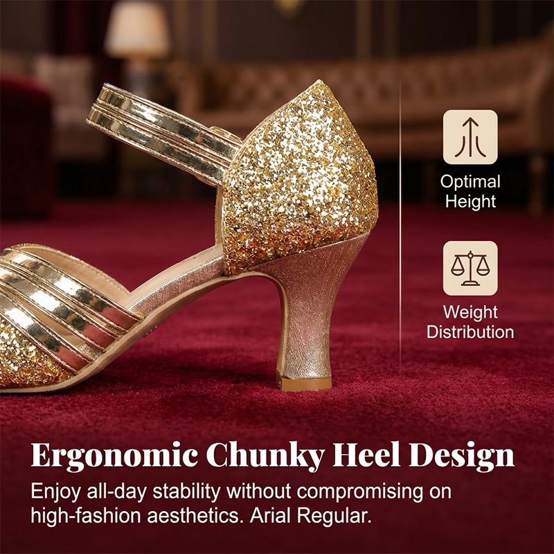 Women's Glitter Chunky Heel Sandals