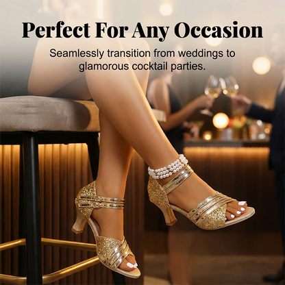 Women's Glitter Chunky Heel Sandals
