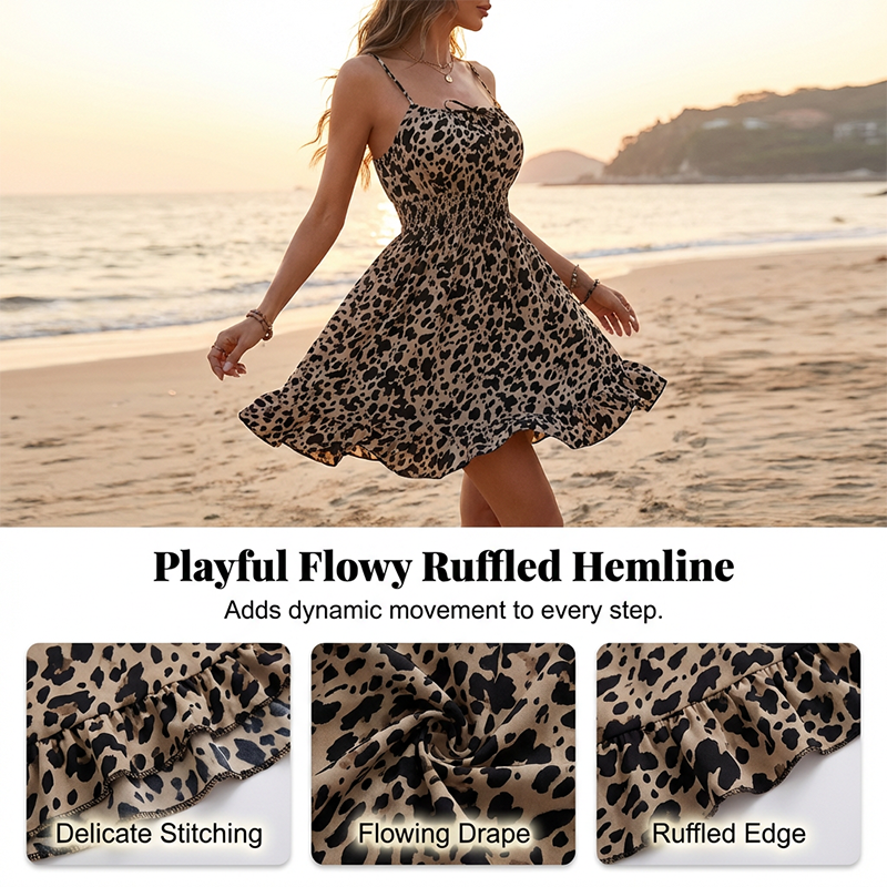 Tie-Front Smocked Spaghetti Strap Dress