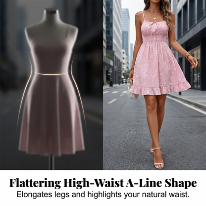 Tie-Front Smocked Spaghetti Strap Dress