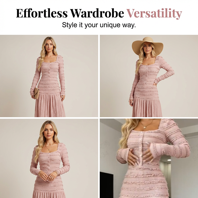 👗 55% OFF NOW! 💕 Square Neck Maxi Dress – Flattering Fit, Soft Fabric & Perfect for Any Occasion 🌸