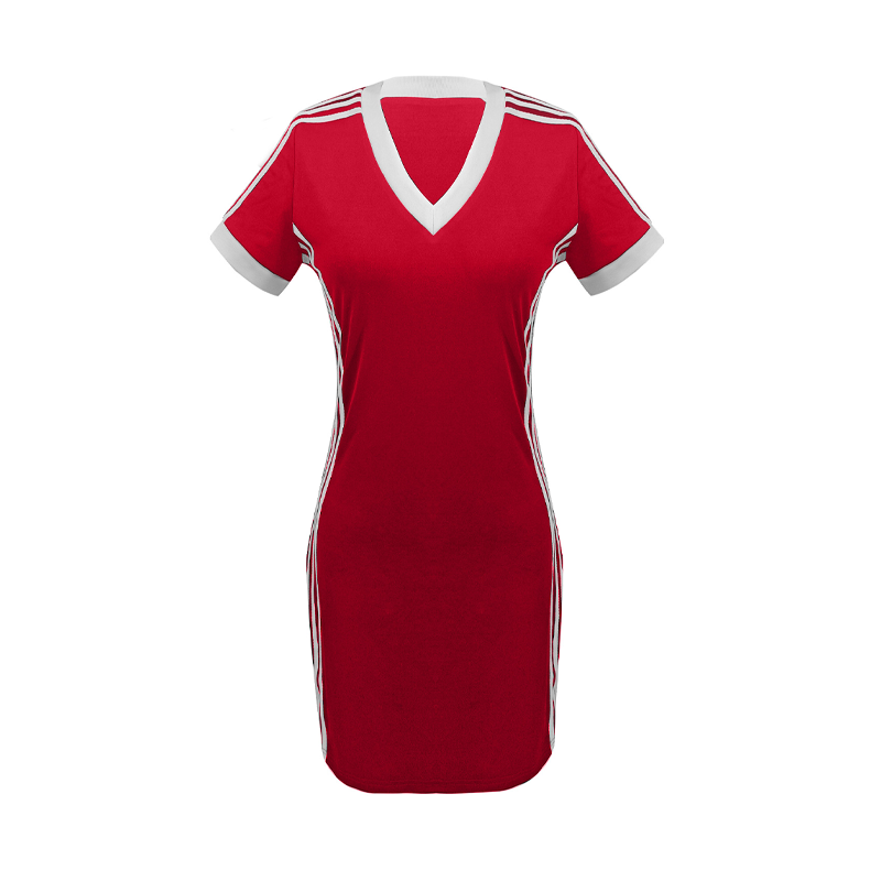 ⏰🔥LIMITED TIME 50% OFF! 💃 Women’s Sporty V-Neck Bodycon Mini Dress – Slim Fit, Stretchy & Perfect for Summer Style ✨🔥