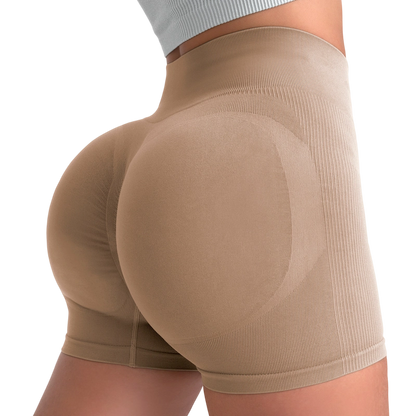 🥳PROMOÇÃO QUENTE DE 2026🥳Shorts de fitness sem costura na cor pêssego – Cintura alta com efeito modelador da barriga e efeito lifting no bumbum. Respiráveis e resistentes a agachamentos. Perfeitos para ioga ou uso diário. 🧘‍♀️✨