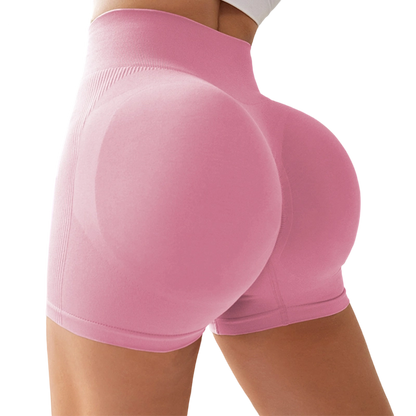🥳PROMOÇÃO QUENTE DE 2026🥳Shorts de fitness sem costura na cor pêssego – Cintura alta com efeito modelador da barriga e efeito lifting no bumbum. Respiráveis e resistentes a agachamentos. Perfeitos para ioga ou uso diário. 🧘‍♀️✨
