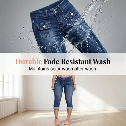 Women's Slim Fit Stretch Denim Capri Pants