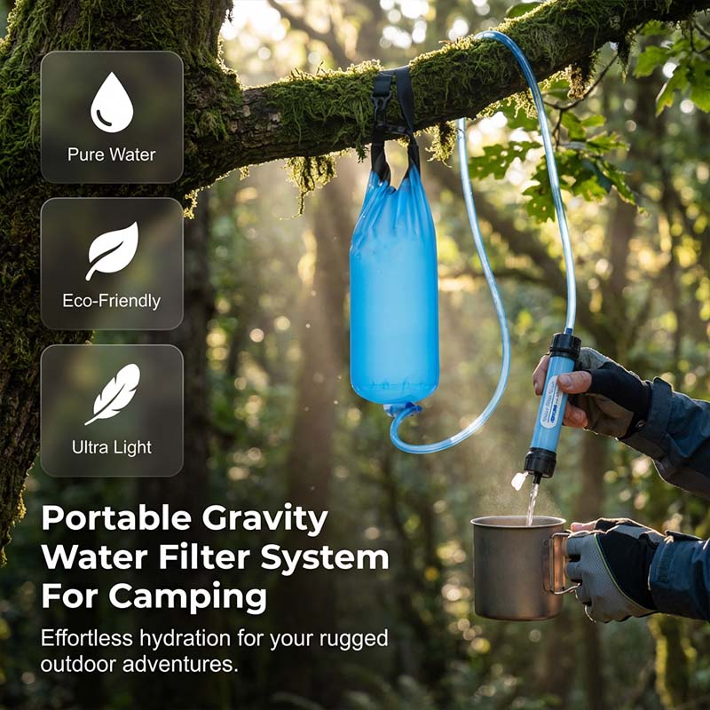 💧 Sistema Portátil de Filtro de Água por Gravidade – Água Limpa e Fresca Onde Você Estiver! 🏕️✨