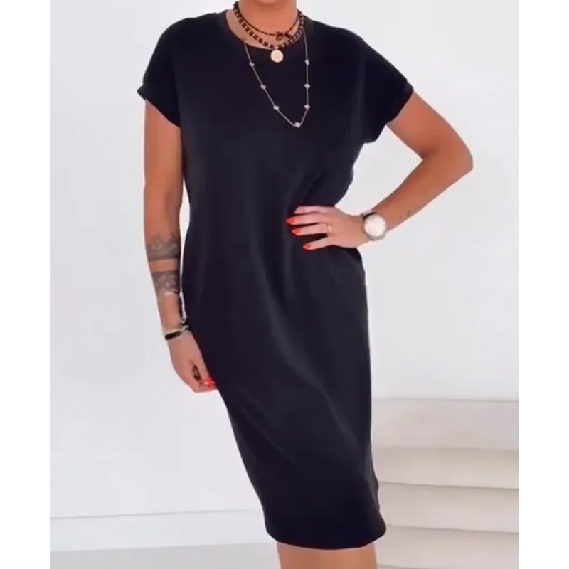 🔥מבצע חם 50% הנחה⏳שמלת טי-שירט קצרה עם שרוולים קצרים לנשים🌟 אופנתית ללא מאמץ, נוחות לאורך כל היום 👗