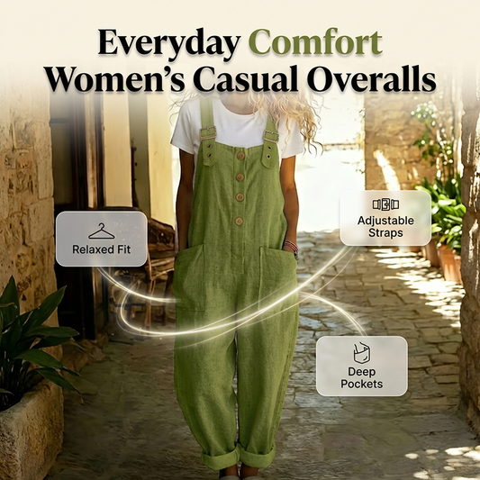 Women's Casual Loose Fit Button-Front Overalls