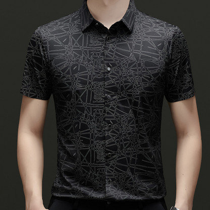 ⏳Time-Limited Special⏰Chic Abstract Geometric Pattern Short Sleeve Lapel Shirt for Men