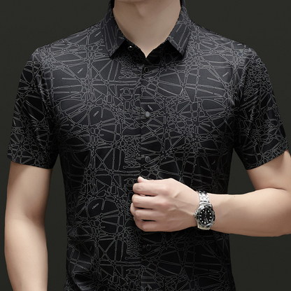 ⏳Time-Limited Special⏰Chic Abstract Geometric Pattern Short Sleeve Lapel Shirt for Men