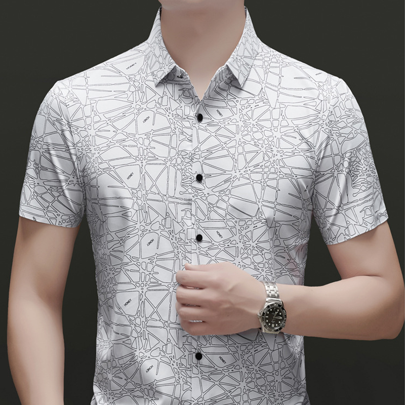 ⏳Time-Limited Special⏰Chic Abstract Geometric Pattern Short Sleeve Lapel Shirt for Men