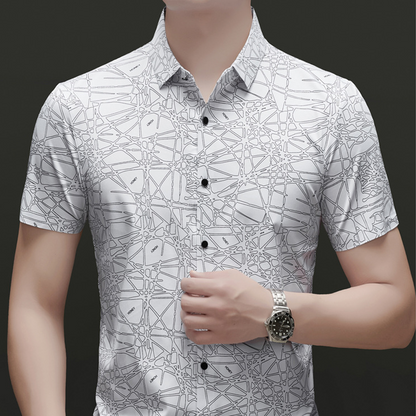 ⏳Time-Limited Special⏰Chic Abstract Geometric Pattern Short Sleeve Lapel Shirt for Men