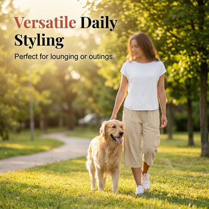 【S-3XL】🍂Lightweight Elastic Waist Crop Pants for Women