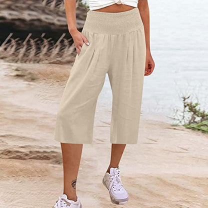 【S-3XL】🍂Lightweight Elastic Waist Crop Pants for Women