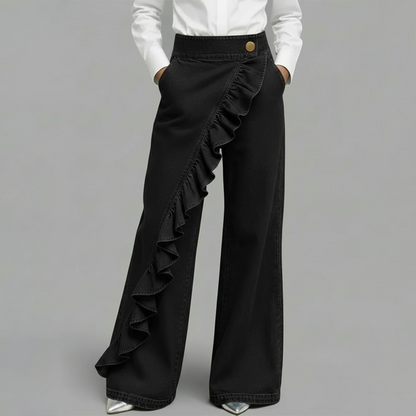✨👖 Calça jeans feminina cintura alta pernas largas confortável e elegante
