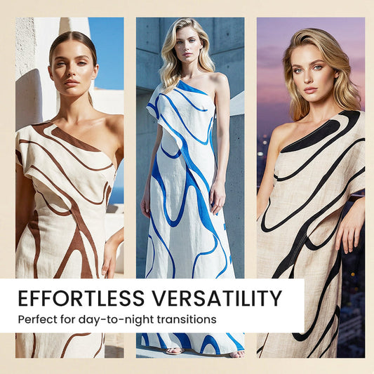👗 50% OFF NOW! 🎨 Women's Abstract Print One-Shoulder Maxi Dress – Striking Elegance, Soft Fabric & Perfect for Summer Evenings 💃