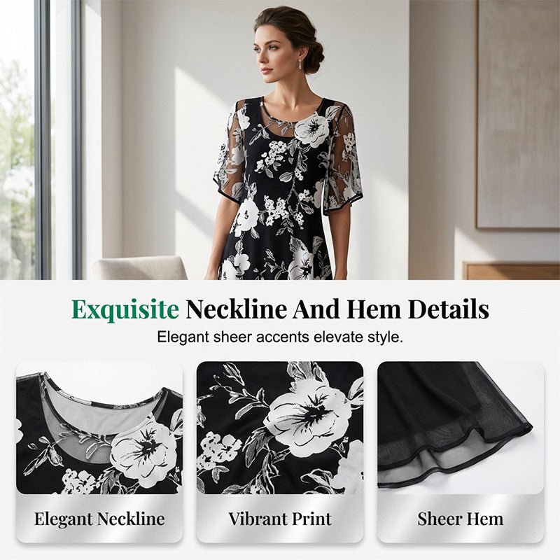 🔥Hot Deals-Women's Elegant Floral Print Chiffon Dress: Effortless Style For Any Occasion 🌸