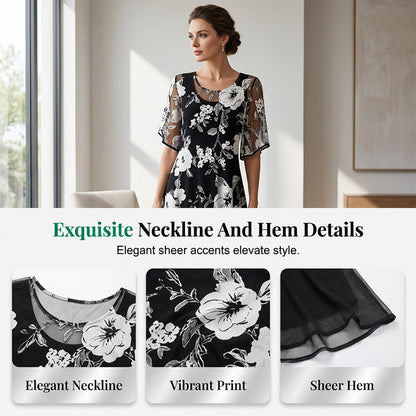 🔥Hot Deals-Women's Elegant Floral Print Chiffon Dress: Effortless Style For Any Occasion 🌸