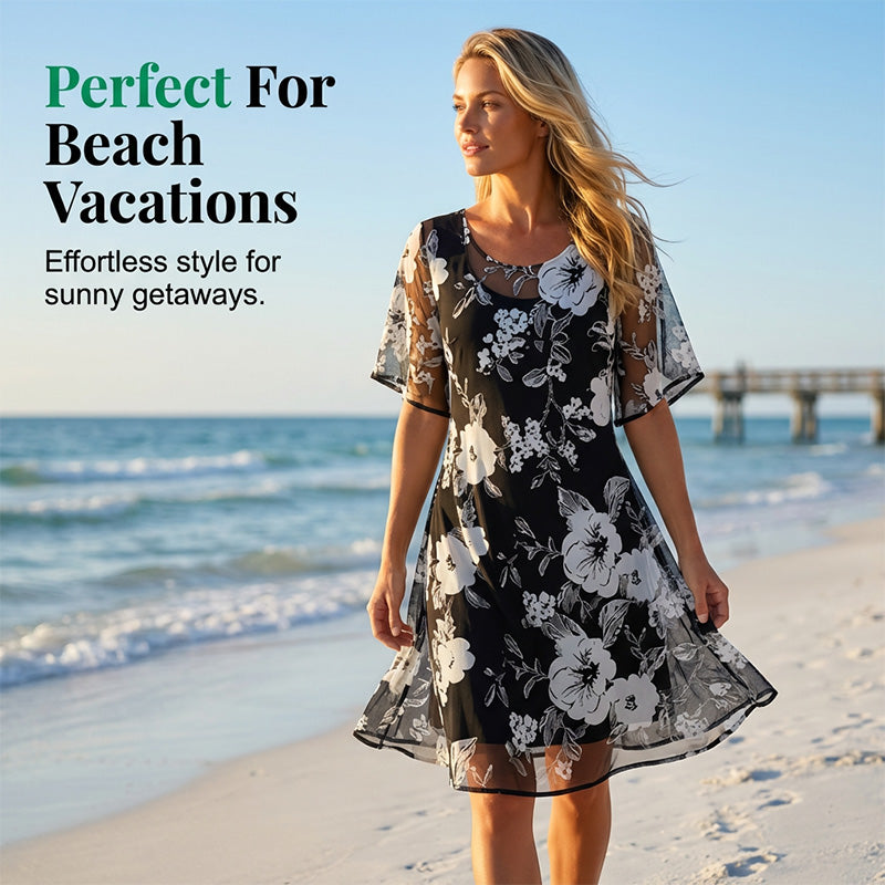 🔥Hot Deals-Women's Elegant Floral Print Chiffon Dress: Effortless Style For Any Occasion 🌸