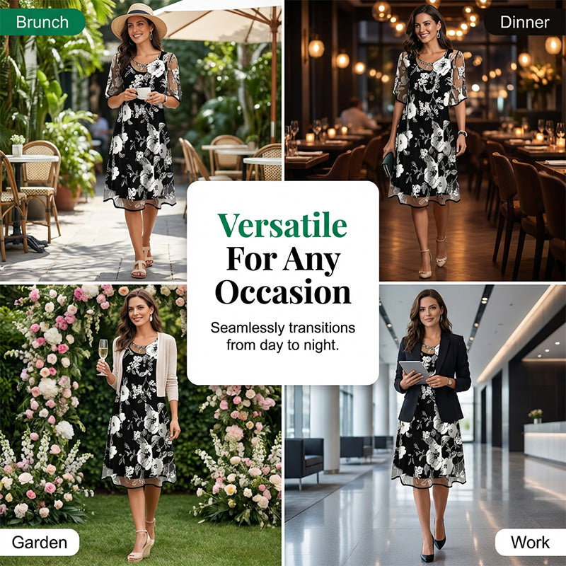 🔥Hot Deals-Women's Elegant Floral Print Chiffon Dress: Effortless Style For Any Occasion 🌸