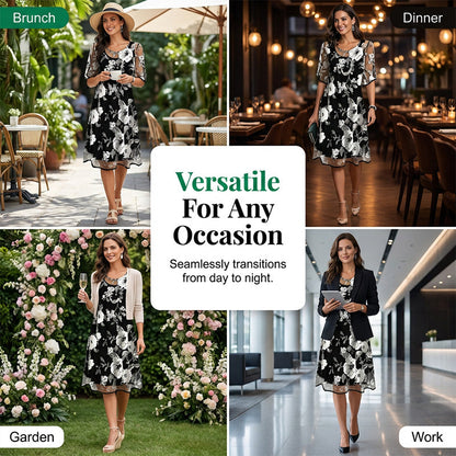 🔥Hot Deals-Women's Elegant Floral Print Chiffon Dress: Effortless Style For Any Occasion 🌸