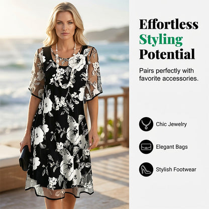 🔥Hot Deals-Women's Elegant Floral Print Chiffon Dress: Effortless Style For Any Occasion 🌸