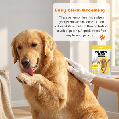 מגבונים לכפפות טיפוח לכלבים וחתולים - 6 יחידות באריזה
