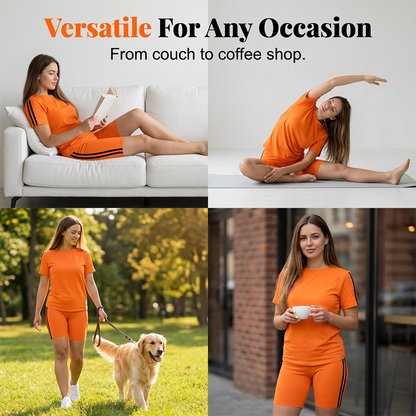 🔥New Arrivals & Special Offers-Women's Casual Short-Sleeve Top and Shorts Set
