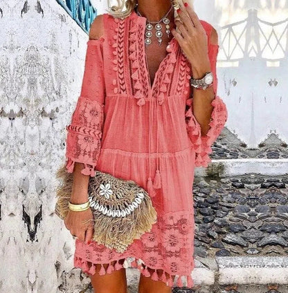 🌸 LIMITED-TIME 50% OFF! ✨ Women's Cotton Linen Embroidered Dress – Loose, Breathable, UV Protection 👒