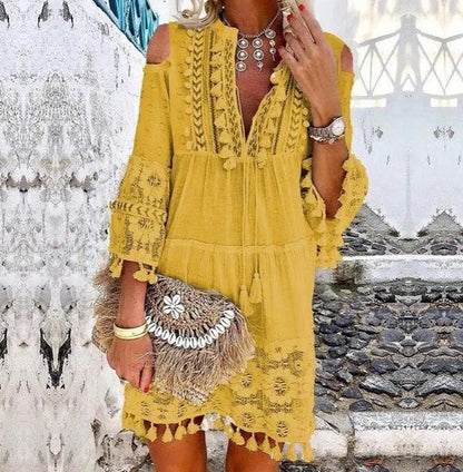 🌸 LIMITED-TIME 50% OFF! ✨ Women's Cotton Linen Embroidered Dress – Loose, Breathable, UV Protection 👒