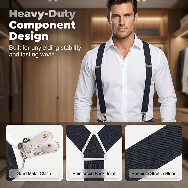 🔥Hot Deals-Classic Unisex Adjustable Elastic 4-Clip Suspenders