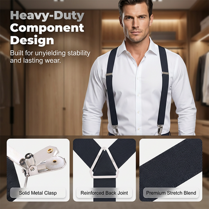 🔥Hot Deals-Classic Unisex Adjustable Elastic 4-Clip Suspenders