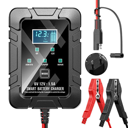 🔥Promoção por tempo limitado: 50% de desconto⚡ Carregador automático de baterias 1,5 A, 6 V e 12 V – Carregamento seguro, rápido e eficiente! 🚗🔋