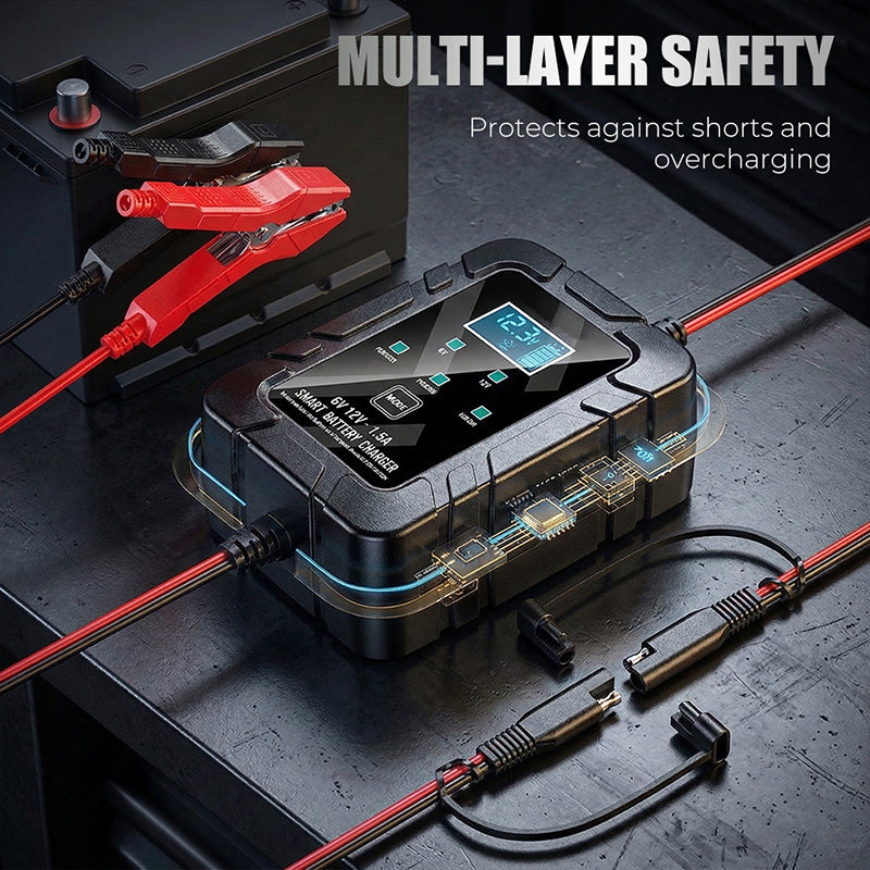 🔥Promoção por tempo limitado: 50% de desconto⚡ Carregador automático de baterias 1,5 A, 6 V e 12 V – Carregamento seguro, rápido e eficiente! 🚗🔋