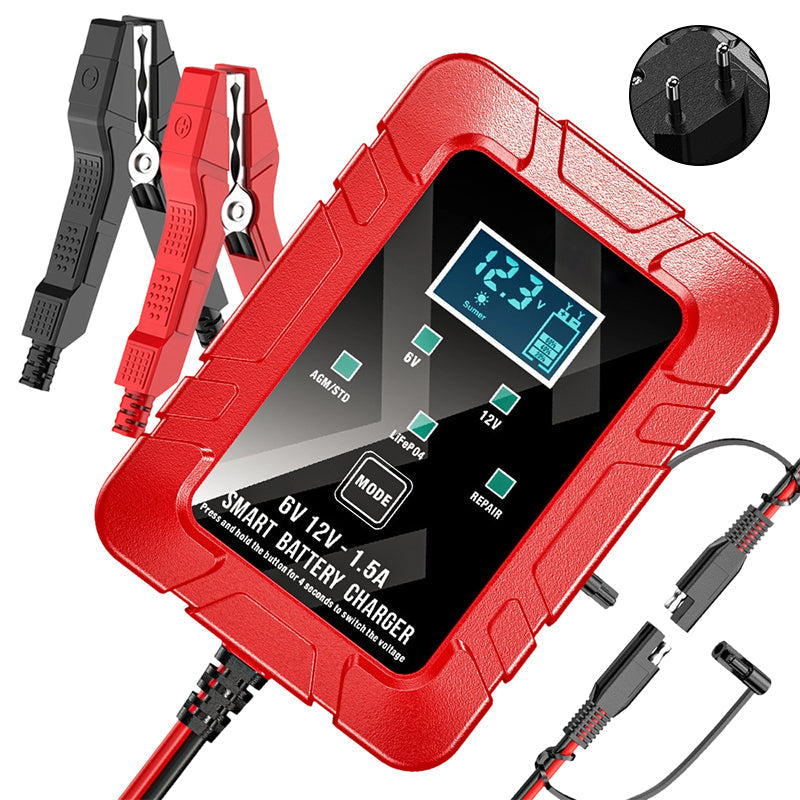 🔥Promoção por tempo limitado: 50% de desconto⚡ Carregador automático de baterias 1,5 A, 6 V e 12 V – Carregamento seguro, rápido e eficiente! 🚗🔋