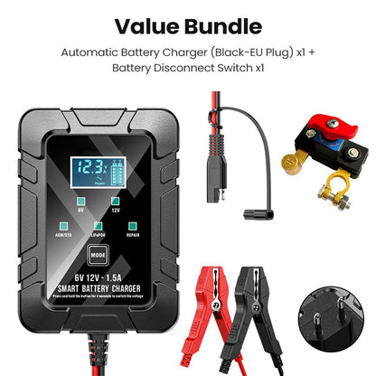 🔥Promoção por tempo limitado: 50% de desconto⚡ Carregador automático de baterias 1,5 A, 6 V e 12 V – Carregamento seguro, rápido e eficiente! 🚗🔋
